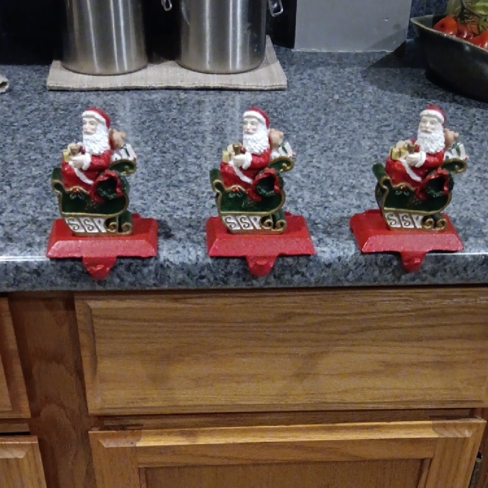 Festive Santa Sleigh Stocking Holders - Red and Green